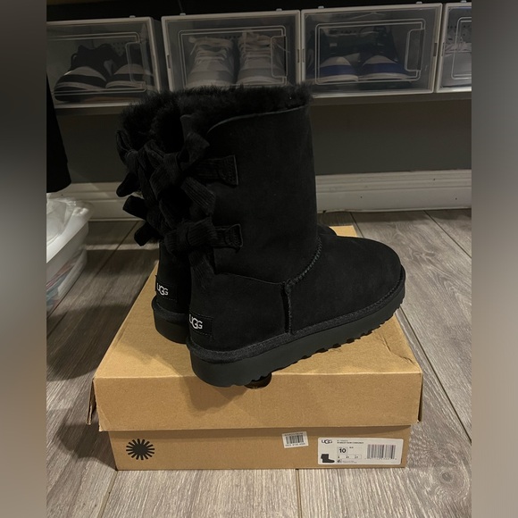 BRAND NEW UGGS W BAILEY BOW CORDUROY BLACK - Picture 4 of 5